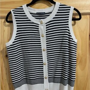 Adrianna Papell Black and Cream Knit Cardigan